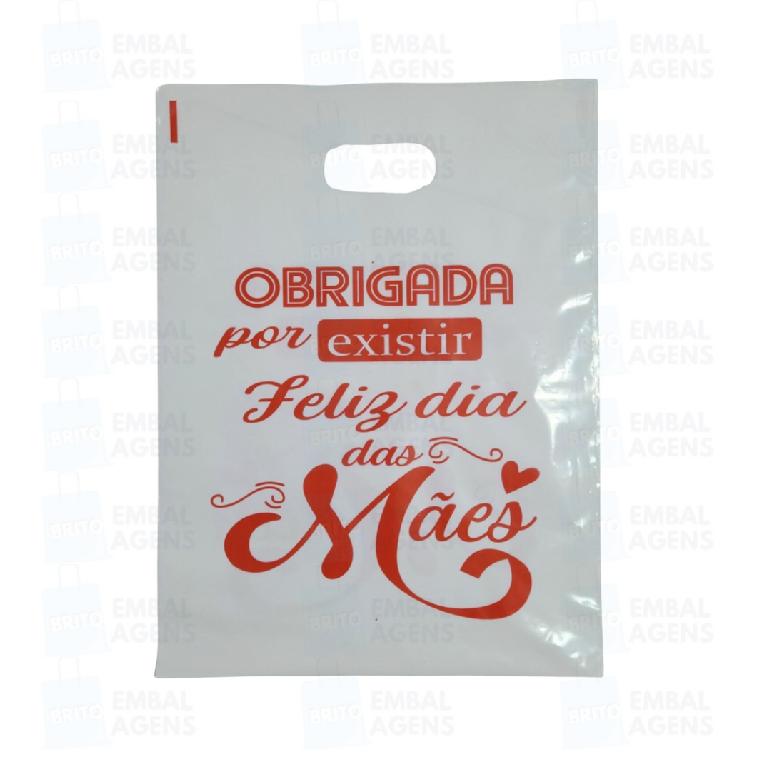 Kit 50 Sacolas Boca de Palhaço Personalizadas - Dia das Mães